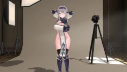 Rule 34 | 1girl, 3d, animated, annoyed, arm armor, armor, arms behind head, arms up, artist request, asymmetrical armor, audible music, black gloves, black socks, blue armor, blue shrug, blush, breasts, cleavage, close-up, dancing, dot nose, embarrassed, eyebrows, eyelashes, feet out of frame, female focus, fingerless gloves, from below, gloves, green eyes, grey hair, grin, half-closed eyes, hand on own hip, hololive, hololive fantasy, indoors, kneehighs, large breasts, legs apart, long sleeves, looking at viewer, looking down, medium hair, no panties, nose blush, shin guards, shirogane noel, shirogane noel (1st costume), shirt, shoulder armor, shrug (clothing), shy, smile, socks, solo, sound, source request, standing, strapless, strapless shirt, tabard, tagme, teeth, tiara, two-tone shrug, video, virtual youtuber, white shirt, white shrug, white tabard