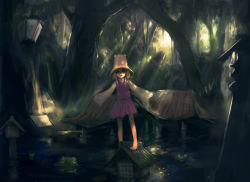 Rule 34 | 1girl, absurdres, female focus, forest, frog, hat, hei (artist), hei (qijuzi), highres, moriya suwako, nature, outdoors, plant, shaded face, skirt, solo, standing, touhou