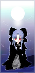 Rule 34 | 00s, 1girl, black coat, coat, houmitsu, len (tsukihime), melty blood, pointy ears, pom pom (clothes), red eyes, solo, tsukihime, type-moon