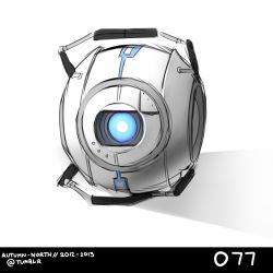 Rule 34 | autumn-north, blue eyes, no humans, non-humanoid robot, one-eyed, portal, portal (series), portal 1, portal 2, robot, shadow, simple background, sketch, solo, wheatley, white background