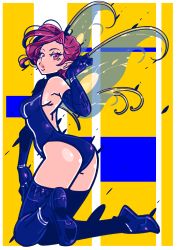 Rule 34 | absurdres, boots, commission, commissioner upload, fairy wings, gloves, highres, leotard, pixie (megami tensei), pointy ears, shin megami tensei, short hair, skeb commission, thighhighs, wings, zettai ryouiki