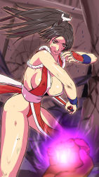 Rule 34 | 1girl, breasts, fatal fury, highres, large breasts, ponytail, revealing clothes, shiranui mai
