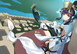 Rule 34 | absurdres, aztec, colored inner hair, facepaint, fate/grand order, fate (series), green headwear, high collar, highres, jewelry, kamome umitsuki, multicolored hair, neck ring, tenochtitlan (fate), tenochtitlan (third ascension) (fate)