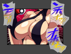 Rule 34 | 1girl, alternate breast size, alternate color, black hair, black one-piece swimsuit, blush, breasts, creatures (company), female focus, game freak, gloves, gym leader, highleg, highleg swimsuit, large breasts, looking at viewer, misty (pokemon), myougi kuraganosuke, nintendo, one-piece swimsuit, pokemon, pokemon: the electric tale of pikachu, shiny skin, side ponytail, sideboob, slingshot swimsuit, solo, solo focus, standing, sweat, swimsuit, translation request