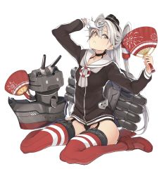 Rule 34 | 0 0, 10s, 1girl, absurdres, amatsukaze (kancolle), bad id, bad pixiv id, black panties, brown dress, brown eyes, choker, collarbone, dress, garter straps, gloves, hair between eyes, hair tubes, hand fan, hand on forehead, hand on own face, highres, holding, holding fan, kantai collection, lifebuoy, long hair, long sleeves, looking at viewer, machinery, panties, red thighhighs, rensouhou-kun, sailor collar, sailor dress, short dress, silver hair, simple background, single glove, sitting, solid oval eyes, striped clothes, striped thighhighs, swim ring, tabibito na, thighhighs, torpedo, two side up, underwear, wariza, white background, white gloves