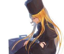 Rule 34 | 1970s (style), 1girl, azuma (magi-inazuma), blonde hair, briefcase, closed eyes, coat, commentary request, concept art, fur coat, fur hat, ginga tetsudou 999, hat, long hair, maetel, matsumoto leiji (style), official style, oldschool, resting, retro artstyle, science fiction, signature, sitting, sketch, sleeping, very long hair