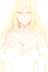 Rule 34 | 00s, 1girl, archetype earth, arcueid brunestud, bad id, bad pixiv id, bare shoulders, blonde hair, breasts, cleavage, dress, large breasts, long hair, melty blood, nod6125, pale color, red eyes, solo, strapless, strapless dress, tsukihime