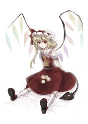 Rule 34 | 1girl, animal, bad id, bad pixiv id, bird, chick, female focus, flandre scarlet, lap, nr (cerumia), nr (cmnrr), nr (pixiv), red eyes, side ponytail, sitting, smile, solo, touhou, wings