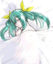 Rule 34 | arc system works, bed, blue hair, blush, dizzy (guilty gear), guilty gear, sleeping, solo, tagme