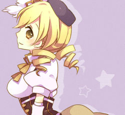 Rule 34 | 10s, 1girl, beret, blonde hair, breasts, drill hair, hat, magical girl, mahou shoujo madoka magica, mahou shoujo madoka magica (anime), mata, medium breasts, solo, tomoe mami, twin drills, twintails, yellow eyes
