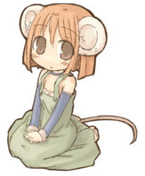 Rule 34 | 7010, animal ears, brown eyes, chibi, detached sleeves, lowres, mouse ears, mouse tail, short hair, solo, tail