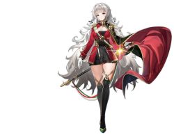 Rule 34 | 1girl, azur lane, belt, black dress, black footwear, boots, braid, breasts, cape, closed mouth, corset, detached sleeves, dress, epaulettes, full body, gloves, gold trim, green cape, grey eyes, grey hair, high heel boots, high heels, highres, holding, holding sword, holding weapon, jacket, large breasts, long hair, long sleeves, looking at viewer, official art, red jacket, sheath, short dress, smile, sparkle, standing, sword, thigh boots, thighhighs, thighs, transparent background, vittorio veneto (azur lane), weapon, white gloves, yunsang