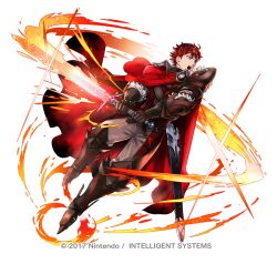 Rule 34 | 1boy, armor, belt, black gloves, cape, diamant (fire emblem), fire emblem, fire emblem engage, fire emblem heroes, full body, fur trim, furrowed brow, gloves, high collar, holding, holding sword, holding weapon, long sleeves, looking to the side, nintendo, official art, open mouth, pants, red cape, red eyes, red hair, short hair, shoulder armor, solo, standing, sword, turtleneck, watermark, weapon, white background