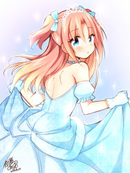 Rule 34 | 10s, 1boy, arikawa hime, bare shoulders, blue eyes, blush, crossdressing, detached sleeves, dress, gloves, himegoto, jewelry, long hair, looking at viewer, looking back, male focus, open mouth, pink hair, princess, puffy detached sleeves, puffy sleeves, solo, tiara, trap, tsukudani norio, twintails, two side up, white gloves