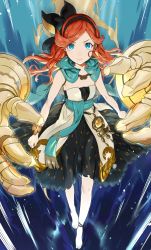 Rule 34 | 10s, 1girl, anklet, barefoot, blue eyes, cape, disembodied limb, dress, grafos, granblue fantasy, hairband, jewelry, long hair, looking at viewer, mikurou (nayuta), red hair, sara (granblue fantasy), sleeveless, sleeveless dress, solo, tears, water