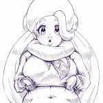 Rule 34 | 1girl, animated, belly, big hair, blinking, bouncing breasts, breasts, clothes lift, creatures (company), dain-app, fingerless gloves, flashing, fur hat, game freak, gloves, greyscale, gym leader, half-closed eyes, hat, large breasts, lewddoodlez, lifting own clothes, lips, long hair, long sleeves, looking at viewer, lowres, mature female, melony (pokemon), monochrome, navel, nintendo, nipples, no bra, open mouth, parted lips, partially fingerless gloves, pokemon, pokemon swsh, scarf, shirt, shirt lift, simple background, single glove, sketch, smile, solo, surprised, sweater, teeth, thick eyebrows, upper body, upper teeth only, video, white background, winter clothes