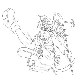 Rule 34 | 1girl, animal ears, dowsing rod, female focus, greyscale, ishikkoro, lineart, monochrome, mouse ears, mouse tail, nazrin, short hair, solo, tail, touhou