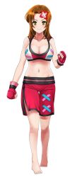 Rule 34 | 1girl, barefoot, breasts, chojo: crypto girls arena, cleavage, full body, gloves, hajime moe, official art, red gloves, solo