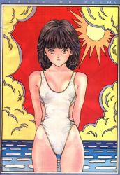 Rule 34 | beach, den&#039;ei shoujo, hayakawa moemi, katsura masakazu, official art, one-piece swimsuit, short hair, summer, sun, swimsuit