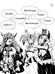 Rule 34 | 3girls, 4koma, animal ears, asymmetrical sleeves, breasts, chain, chain headband, chair, cleavage, clothing cutout, comic, commentary, crop top, detached sleeves, english text, frilled skirt, frills, greyscale, hakos baelz, hololive, hololive english, horns, irys (hololive), irys (irys 1.0) (hololive), large breasts, medium breasts, midriff, miniskirt, mismatched sleeves, monochrome, mouse ears, mouse girl, multicolored hair, multiple girls, navel, ouro kronii, pointy ears, see-through, see-through cleavage, skirt, smile, strapless, streaked hair, symbol-only commentary, taka t, thighhighs, tube top, twintails, twitter username, underboob, underboob cutout, veil, virtual youtuber