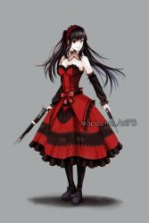 Rule 34 | 1girl, absurdres, artist name, breasts, date a live, date a live: date a bullet, dress, gun, heterochromia, highres, holding, holding gun, holding weapon, medium breasts, red dress, red eyes, spectre art75, tokisaki kurumi, twintails, weapon, yellow eyes