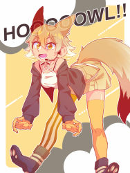 Rule 34 | animal ears, blouse, coyote (kemono friends), gloves, highres, kemono friends, kemono friends v project, necktie, shirt, skirt, tail, thighhighs, virtual youtuber, white shirt
