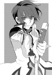 Rule 34 | 1boy, aipheion, asbel lhant, bad id, bad pixiv id, greyscale, male focus, monochrome, short hair, solo, sword, tales of (series), tales of graces, weapon