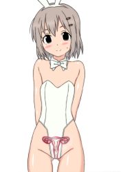 Rule 34 | 10s, 1girl, blush, breasts, cum, cum in pussy, playboy bunny, pussy, shiraki (the perfect world), small breasts, smile, solo, uterus, white hair, x-ray, yama no susume, yukimura aoi