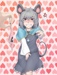 Rule 34 | 1girl, anger vein, angry, animal ears, blondy (ldlong), blush, capelet, censored, clenched teeth, covering crotch, covering privates, d:, d:&lt;, disney, embarrassed, fangs, flat chest, grey hair, heart, highres, holding, holding clothes, holding panties, holding underwear, identity censor, jewelry, long sleeves, looking at viewer, mickey mouse, mouse ears, mouse tail, nazrin, open mouth, panties, pendant, pink panties, reaching, reaching towards viewer, red eyes, short hair, skirt, skirt set, solo focus, spoken anger vein, tail, teeth, touhou, underwear, unworn panties, v-shaped eyebrows