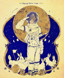 Rule 34 | 10s, 2011, androgynous, astronaut, flag, full moon, gender request, moon, moon phases, new year, original, planet, rabbit, rily, sky, solo, star (symbol), too many, too many rabbits, waka54