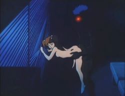 Rule 34 | 1980s (style), 1boy, animated, animated gif, bent over, breasts, brown hair, dangling legs, demon, glowing, glowing eyes, ito akemi, kitazume hiroyuki, lowres, monster, nude, oldschool, retro artstyle, sex, small breasts, twintails, urotsukidouji, vaginal, window