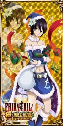 Rule 34 | 1girl, breasts, christmas, cleavage, fairy tail, large breasts, looking at viewer, midriff, mature female, navel, official art, smile, ur (fairy tail)