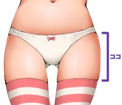 Rule 34 | 1girl, bow, bow panties, close-up, dr rex, gluteal fold, head out of frame, navel, original, panties, pov panties, simple background, solo, striped clothes, striped thighhighs, thighhighs, underwear, white background, white panties