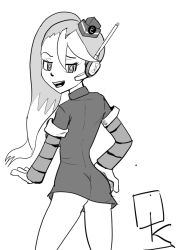 Rule 34 | 1girl, ass, breasts, call (mighty no. 9), dress, hat, mighty no. 9, okamisaga, open mouth, smile