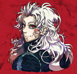 Rule 34 | artist request, dorohedoro, earrings, highres, jewelry, noi (dorohedoro), red eyes, solo, white hair