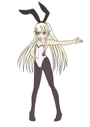 Rule 34 | 10s, 1girl, alice in wonderland, anchor hair ornament, animal ears, bare shoulders, blonde hair, rabbit ears, fake animal ears, grey eyes, hair ornament, hairband, kantai collection, long hair, looking at viewer, moke ro, pantyhose, playboy bunny, shimakaze (kancolle), solo, white rabbit (alice in wonderland)