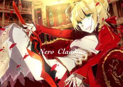 Rule 34 | ahoge, blonde hair, braid, breasts, character name, colosseum, fate (series), highres, kino-cands, large breasts, nero claudius (fate), nero claudius (fate) (all), nero claudius (fate/extra)