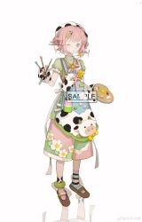 absurdres apron asymmetry chihuri drawing_board hakama highres japanese_clothes mubu paintbrush sample_watermark watermark