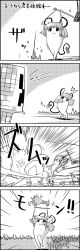 Rule 34 | 4koma, animal ears, basket, comic, creeper, crossover, explosion, greyscale, highres, minecraft, monochrome, mouse ears, mouse tail, nazrin, pickaxe, smile, ^^^, surprised, tail, tani takeshi, touhou, translation request, yukkuri shiteitte ne