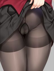 Rule 34 | 10s, 1girl, black pantyhose, black skirt, cameltoe, cle masahiro, cleft of venus, clothes lift, commentary request, crotch, darjeeling (girls und panzer), girls und panzer, groin, gusset, jacket, lifting own clothes, lower body, military jacket, pantyhose, pleated skirt, skirt, skirt lift, solo, st. gloriana&#039;s military uniform, thighband pantyhose, thighs