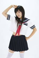 Rule 34 | cosplay, highres, minazuki naru, photo (medium), school uniform, serafuku, tagme, thighhighs
