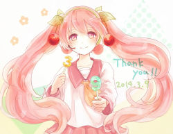 Rule 34 | 10s, 1girl, 39, 2014, as8521, bad id, bad pixiv id, cherry, dated, food, fruit, hatsune miku, headset, long hair, pink eyes, pink hair, sakura miku, smile, solo, twintails, very long hair, vocaloid