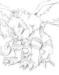 Rule 34 | beak, claws, digimon, feathers, hippogriffomon, solo, tail, wings
