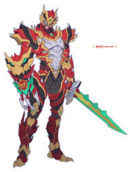 Rule 34 | 1boy, armor, bodysuit, character request, claw (weapon), claws, dino fury red ranger, dino knight morpher, dino knight red ranger, dino master saber, dual wielding, full armor, full body, highres, holding, holding sword, holding weapon, kishiryu sentai ryusoulger, koh (character), max ryusoul changer, max ryusoul red, power rangers, power rangers dino fury, red bodysuit, ryusoul calibur, ryusoul red, super sentai, sword, tokusatsu, tongzhen ganfan, weapon, zayto (power rangers)
