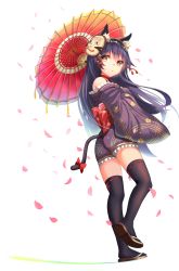 Rule 34 | 1girl, :o, absurdres, animal ears, bad id, bad pixiv id, bare shoulders, black hair, black thighhighs, bow, brown eyes, cat ears, cat tail, cherry blossoms, choker, floating hair, floral print, full body, hair between eyes, hair ornament, hairclip, highres, holding, holding umbrella, japanese clothes, kimono, leg up, long hair, long sleeves, looking at viewer, mask, mask on head, miya (tokumei), off shoulder, original, parasol, parted lips, petals, red bow, ribbon-trimmed legwear, ribbon trim, sandals, sash, simple background, solo, standing, standing on one leg, tail, thighhighs, thighs, umbrella, very long hair, white background, wide sleeves, wind, yukata, zettai ryouiki