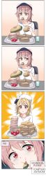 Rule 34 | 2girls, 4koma, absurdres, bad id, bad pixiv id, blonde hair, chair, comic, english text, food, food in mouth, fur hat, girls&#039; frontline, glass, hair ornament, hat, highres, multiple girls, nagant revolver (girls&#039; frontline), pink hair, pps-43 (girls&#039; frontline), red eyes, sidarim, table, tearing up, tray, ushanka