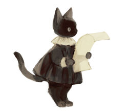 Rule 34 | animal, animal focus, black cat, black dress, cat, cat day, clothed animal, collared dress, commentary, dress, frilled dress, frilled sleeves, frills, grey eyes, hashtag-only commentary, highres, holding, holding paper, long sleeves, looking ahead, no humans, original, paper, pleated dress, short dress, simple background, slit pupils, solo, standing, tono (rt0no), white background