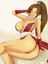 Rule 34 | 1girl, ass, breasts, fatal fury, highres, image sample, large breasts, momo 765, pixiv sample, ponytail, shiranui mai, snk, solo, thong