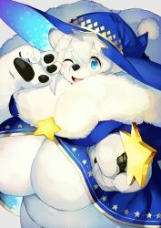 Rule 34 | blue eyes, furry, hat, kishibe, open mouth, polar bear, smile, white hair