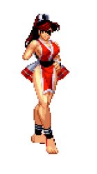 Rule 34 | amputee, anklet, barefoot, brown hair, eyepatch, fatal fury, jewelry, lowres, pixel art, shiranui mai, snk